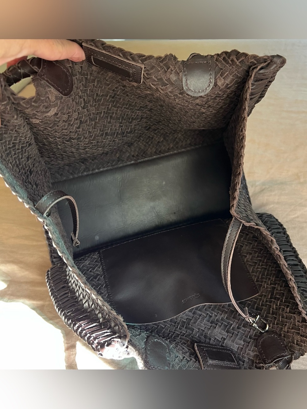 Madewell The Lexington Tote Woven Dark Brown Tote Bag coffee bean large - Picture 7 of 13